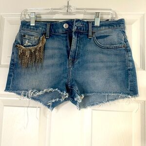 7 For All Mankind Distressed Denim Shorts w/bling- Size 25